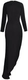 Asymmetrical Cut-Out Long-Sleeve Gown, Black
