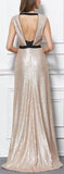 Sequined V-Neck Gown