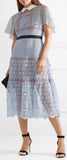 Floral Guipure Cape Midi Dress