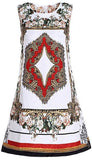 Jacquard Print Embellished Mini Shift Dress