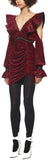 Red V-Neck Frill Mini Dress