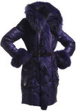 Purple Puffer Coat with Fur