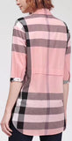 Check Print Half-Sleeve Shirt, Pink | DESIGNER INSPIRED FASHIONS