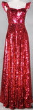 Red Sequin-Embellished Sleeveless Gown
