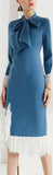 Lace-Trim Pussy-Bow Dress
