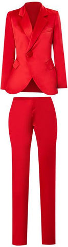 Red Single-Breasted Blazer and Trouser Set