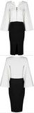 Bicolor Flared-Sleeve Zip Stretch Dress
