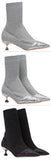 Lurex Knit Booties with Glitter Toecap - Grey or Black