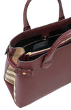 The Medium Banner in Leather and House Check Handbag- Black, Pink, Wine Red, Grey, Yellow, Brown, Red