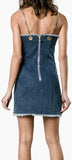 Frayed Denim Mini Dress with Chain Straps