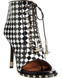 Check-Embossed Lace-Up Ankle Boot