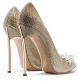 Blade Embellished Pumps - Gold or White/Silver