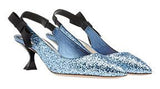 Glitter Pumps with Bow - Silver or Blue