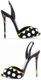 Satin Leopard Polka Dot Coline Sling Back Sandals