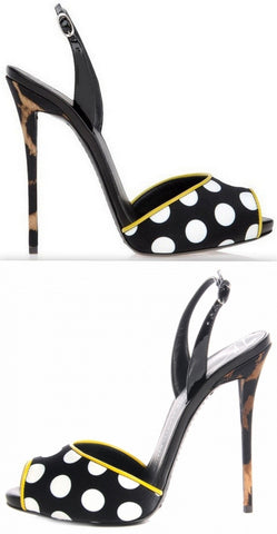 Satin Leopard Polka Dot Coline Sling Back Sandals