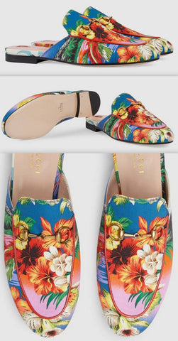 Princetown Hawaiian Print Satin Slipper