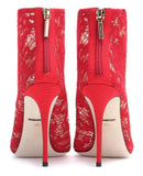 Lace and Mesh Peep Toe Ankle Boots - Black, Red or White
