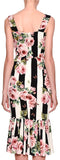 *Extended Sizes* Floral-Striped Brocade Midi Dress