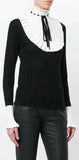 Pleated-Bib Knit Sweater, Black