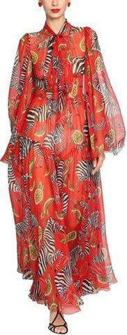 Fruit & Zebra Print Chiffon Gown | DESIGNER INSPIRED FASHIONS