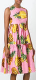 *Extended Sizes* Pineapple Print Dress, Pink
