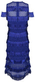Blue Fringe Cold-Shoulder Dress