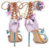 'Harmony' Metallic Butterfly Leather Sandals