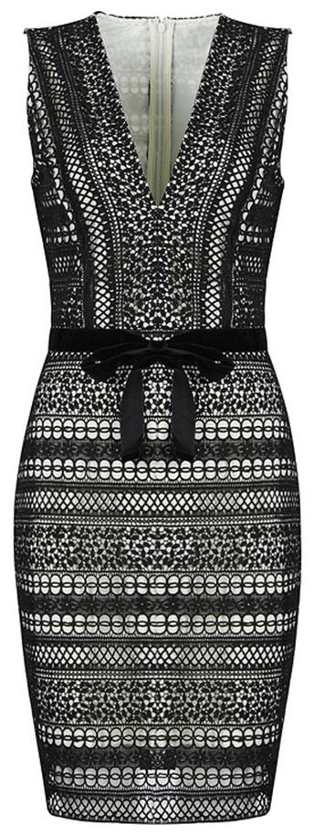 V-Neck Macrame Stretch Mini Dress