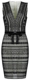 V-Neck Macrame Stretch Mini Dress