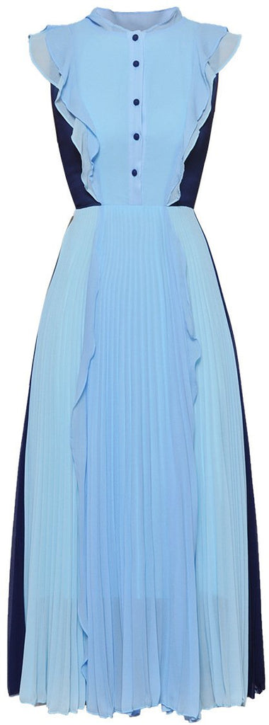 Pleated Ruffled Midi Dress