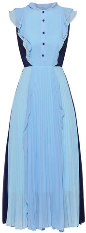 Pleated Ruffled Midi Dress