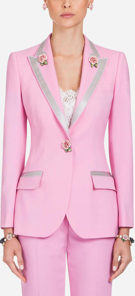 Pink Single-Breasted Rose Blazer