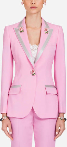 Pink Single-Breasted Rose Blazer