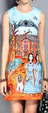 Printed Embellished Mini Shift Dress