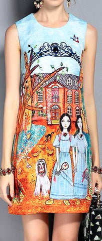Printed Embellished Mini Shift Dress