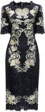 Black Embroidered Lace Dress