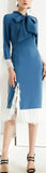 Lace-Trim Pussy-Bow Dress