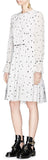 Spot Print Pintuck Silk Crepe Peplum Dress