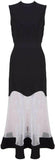 Sleeveless Black Net-Paneled Gown