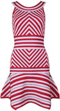 Striped Halter-Neck Flared-Hem Mini Dress