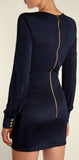 V-neck Button-Embellished Jersey Mini Dress