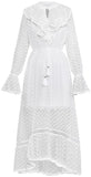 Polka Dot Ruffled Silk Dress, White