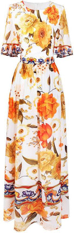 Long Floral Print Summer Dress