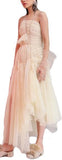 Pleated Mesh Asymmetrical Gown