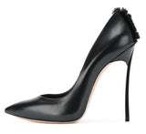 Blade Fringe Trim Pumps - Nude, Black or White