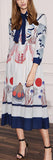Printed Ruffle Midi Dress