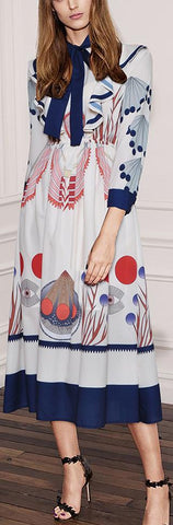 Printed Ruffle Midi Dress