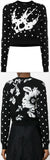 Swallow Print Knit Sweater