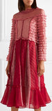 Ruffled Tulle-Paneled Organza Dress