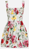 Floral Printed Cotton Mini Dress